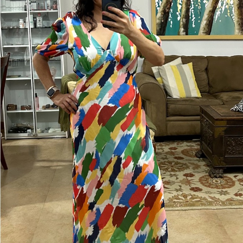 Julia Jordan Multicolor Brushstroke Maxi Dress